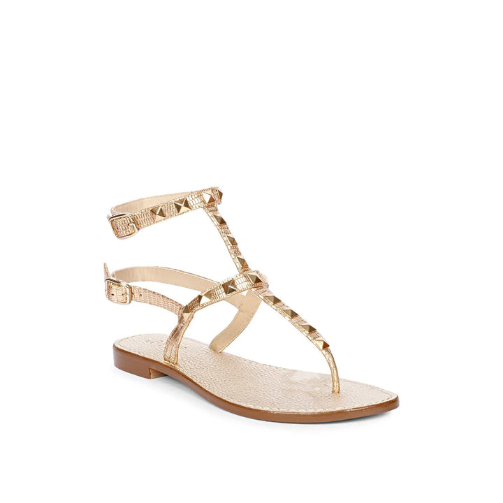 Saint Millie Old Gold Leather Flat Sandal