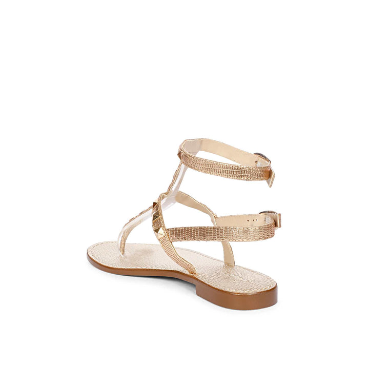 Saint Millie Old Gold Leather Flat Sandal