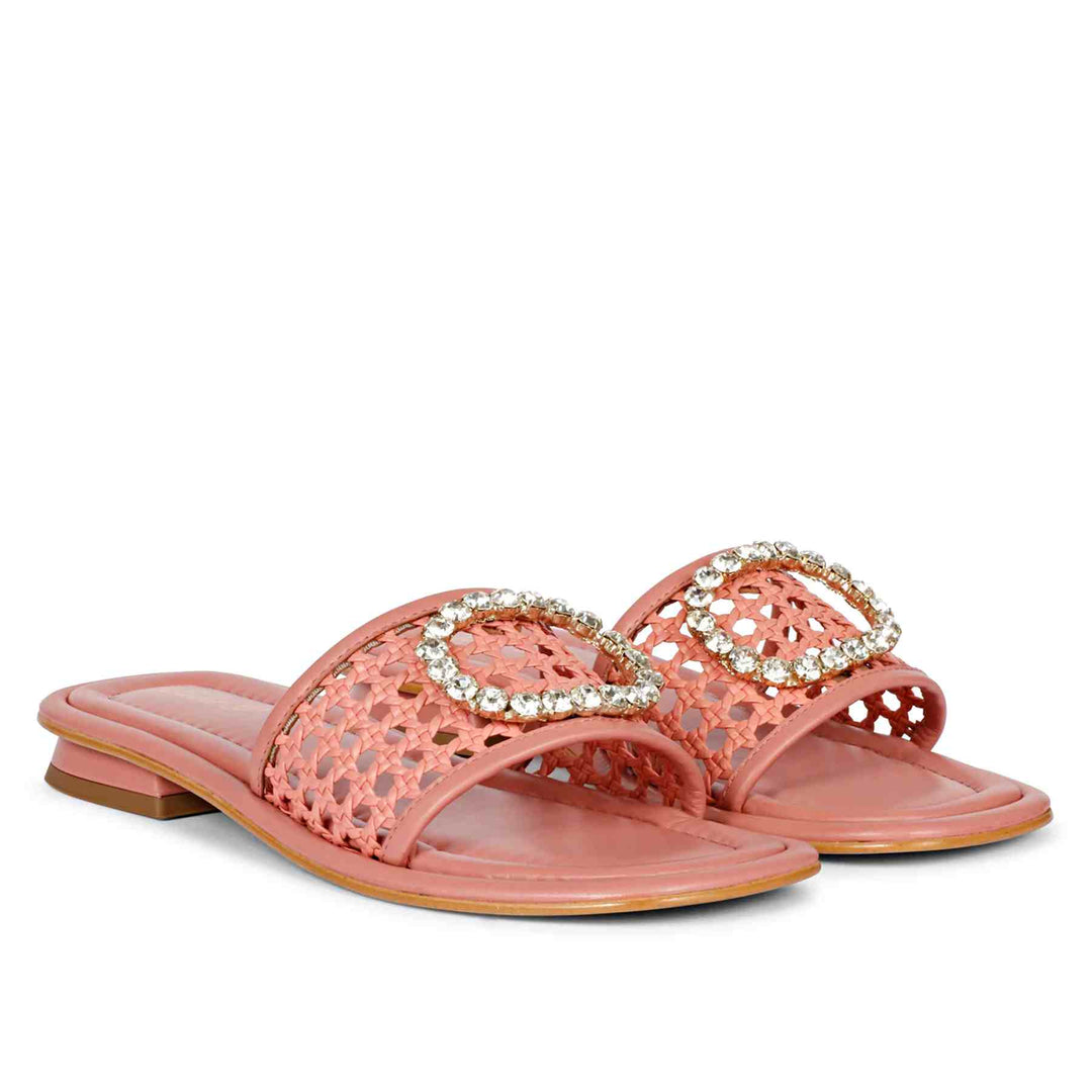 Saint Carly Coral Leather Flat Sandal