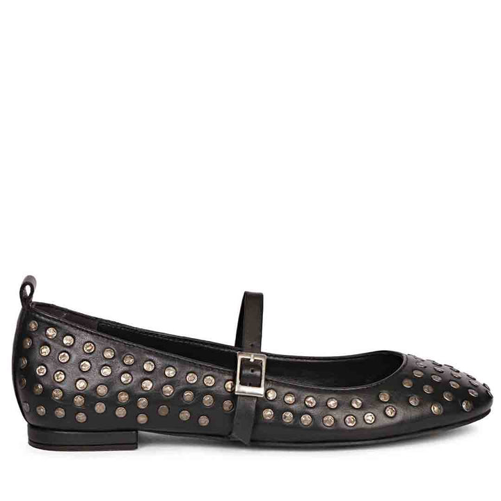 Saint Aleah Black Studded Ballerina