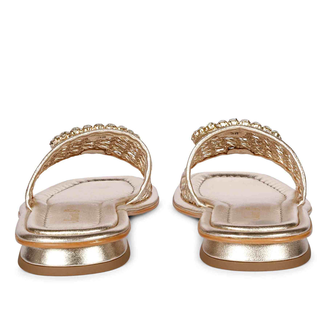 Saint Carly Gold Leather Flat Sandal