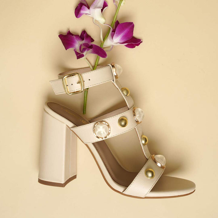 Saint Off White Leather Block Heels