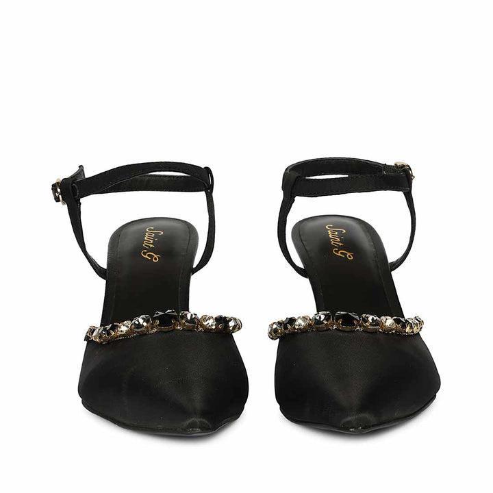 Saint Josie Black Snake Print Leather Pumps