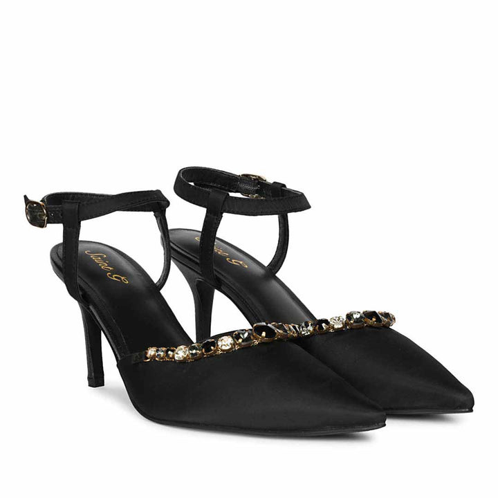 Saint Josie Black Snake Print Leather Pumps