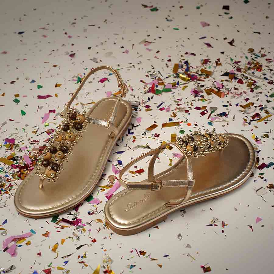 Saint Kierel Jeweled Platin Leather Flats