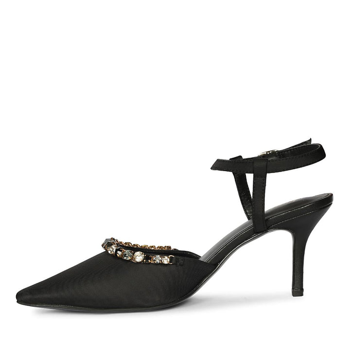 Saint Josie Black Snake Print Leather Pumps