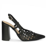 Saint Felicia Black Woven Block Heels