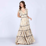 Saint Womens Ivory Tiered Viscose Maxi Dress