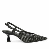 Saint Twila Crystal Embellished Black Leather Slingbacks