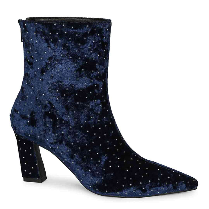 Saint Blue Leather High Ankle Boots