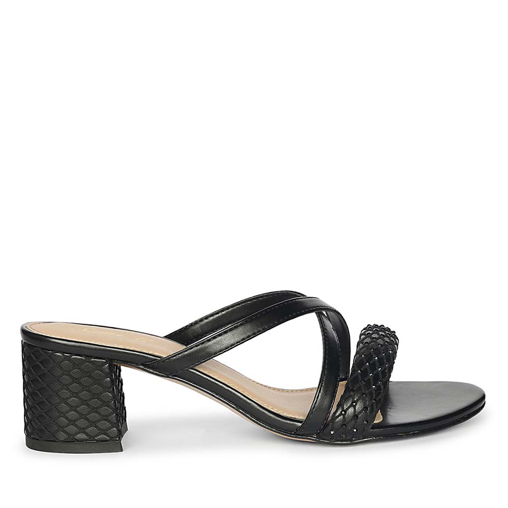 Saint Alessia Black Vegan Leather Block Heels