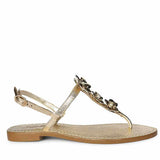 Saint Orion Flower Gold Metallic Leather Sandals