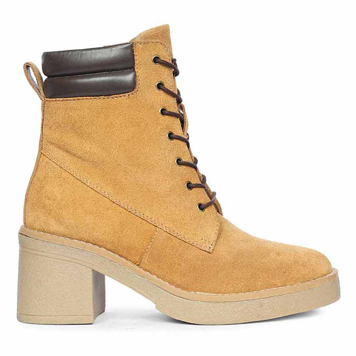 Saint Esme Tan Suede Leather Lace Up Boots