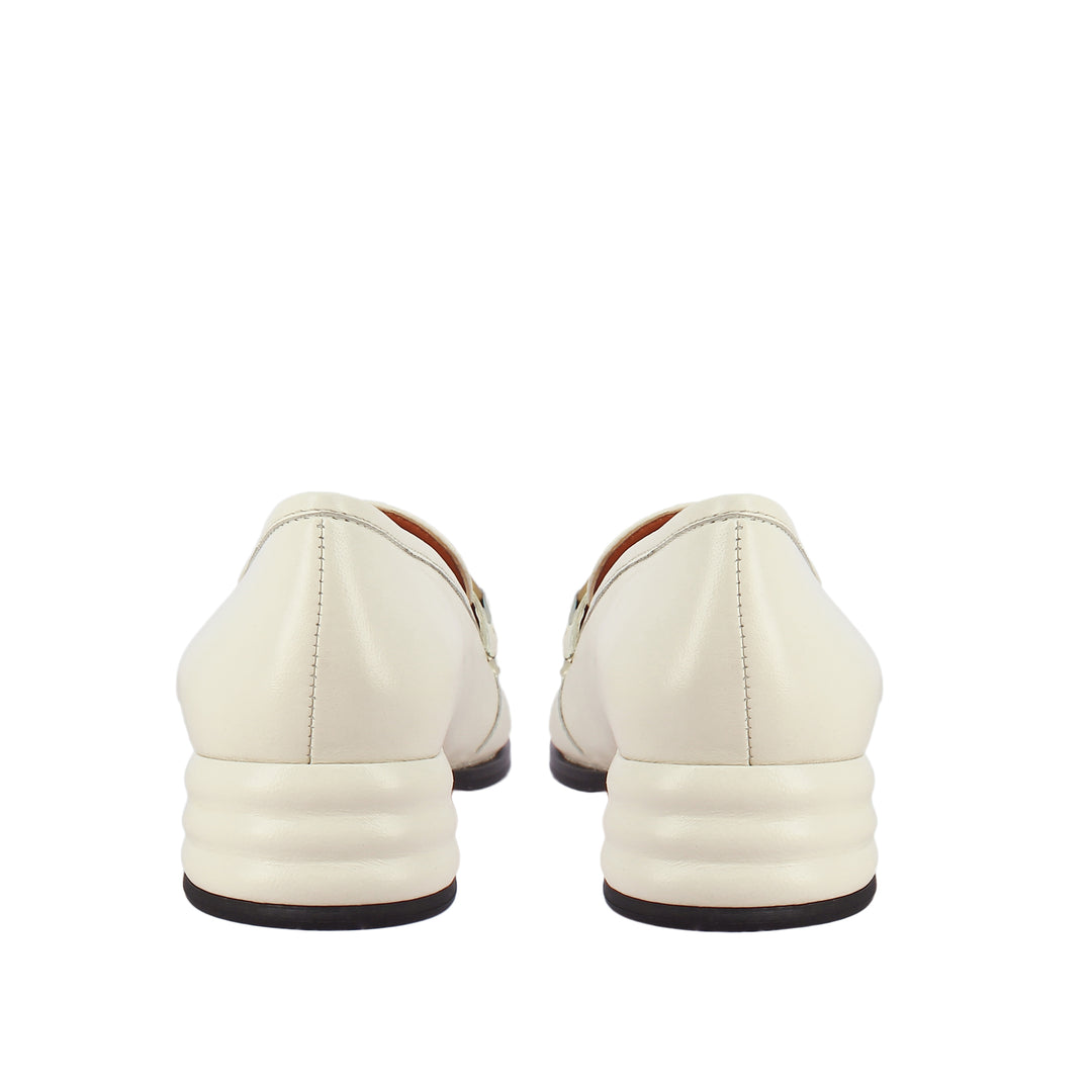 Saint Jenny Off White Leather Handcrafted Moccasins