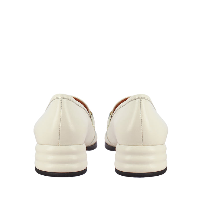 Saint Jenny Off White Leather Handcrafted Moccasins