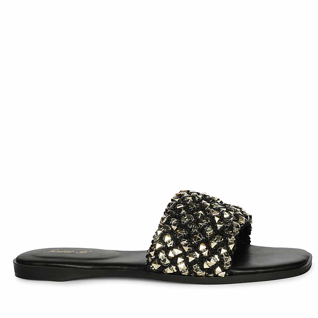 Saint Tara Glow Mesh Black Leather Flats