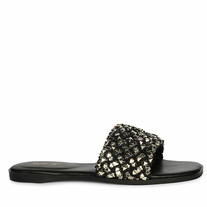 Saint Tara Glow Mesh Black Leather Flats