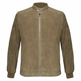 Saint Freya Olive Suede Leather Men's Bomber Style Jackets