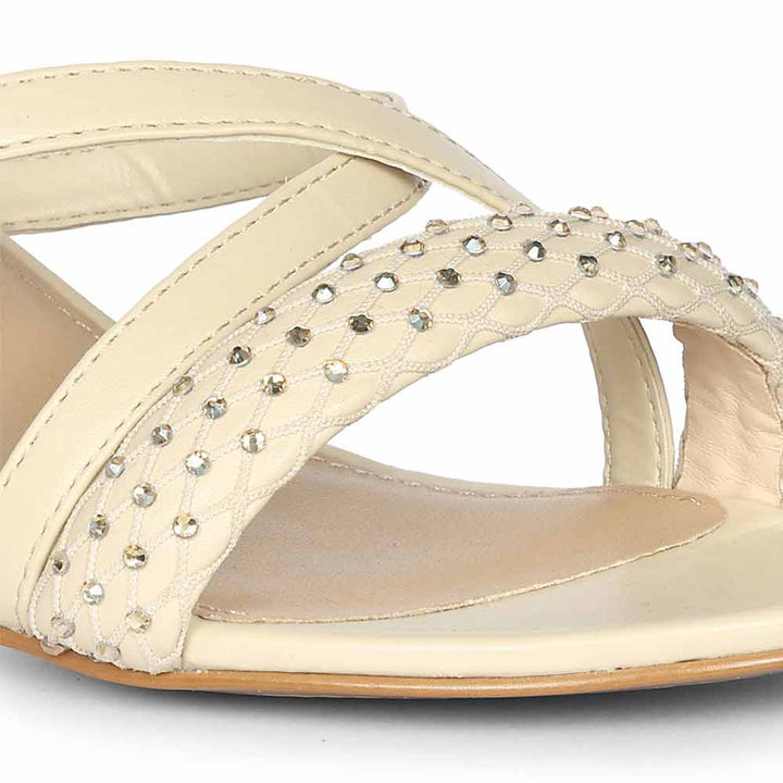 Embellished Vegan Leather Heel Sandals