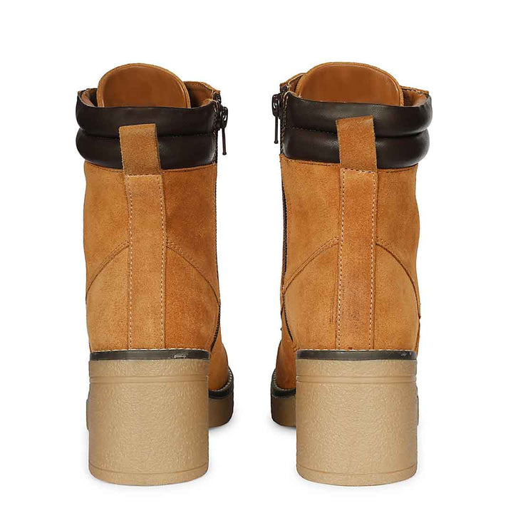 Saint Esme Tan Suede Leather Lace Up Boots
