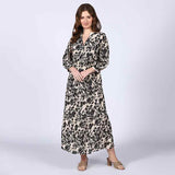 Saint Womens Ivory Floral Viscose Midi Dress