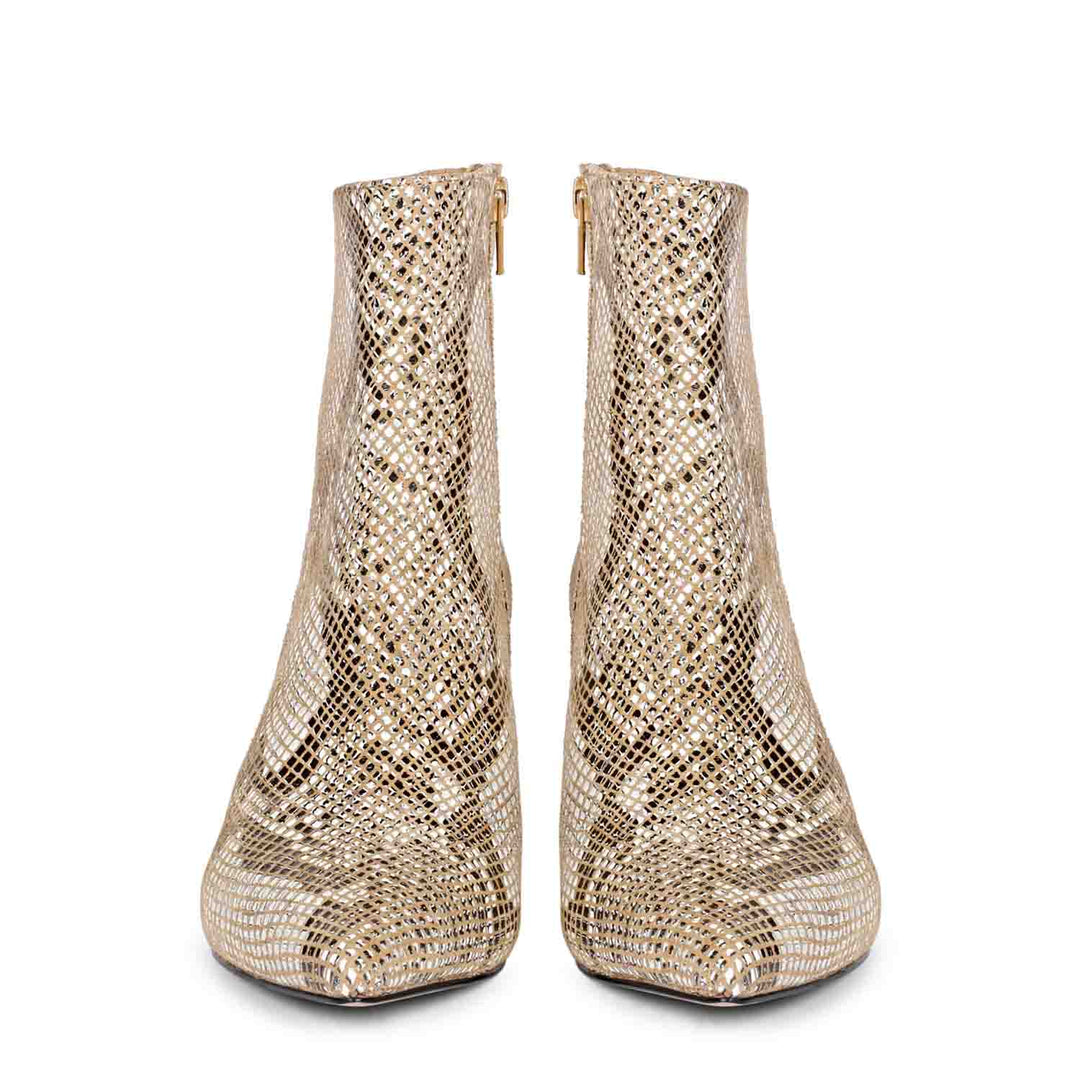 Saint Lottie Brown Snake Print Leather Kitten Heel Ankle Boots