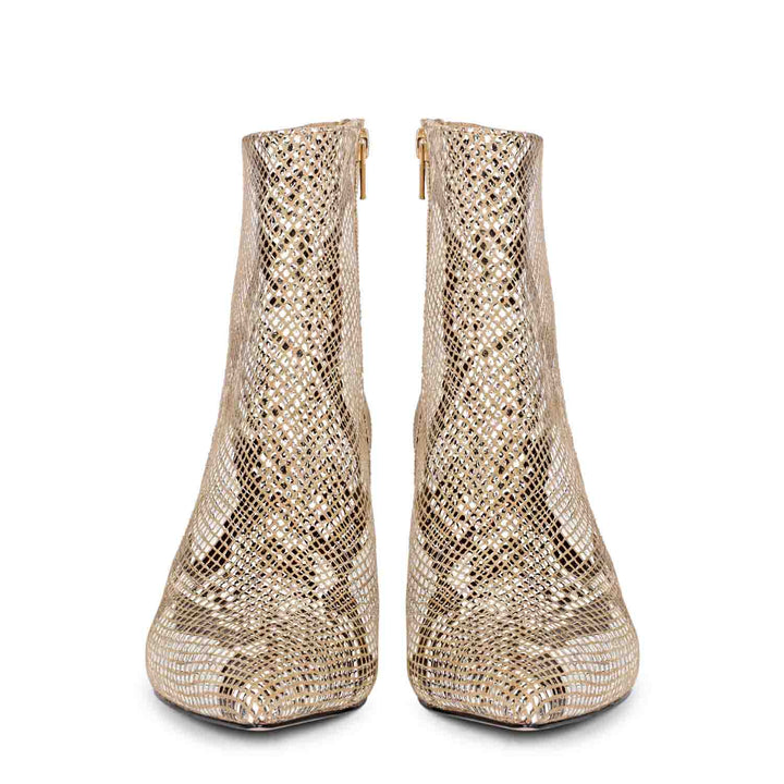 Saint Lottie Brown Snake Print Leather Kitten Heel Ankle Boots