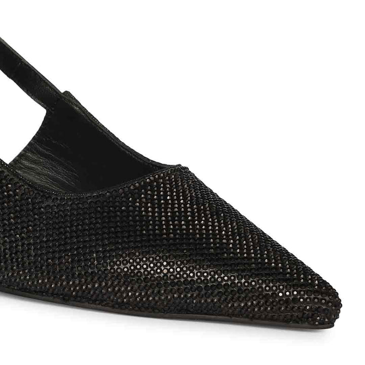 Saint Trinity Crystal Glimmer Black Leather Pumps
