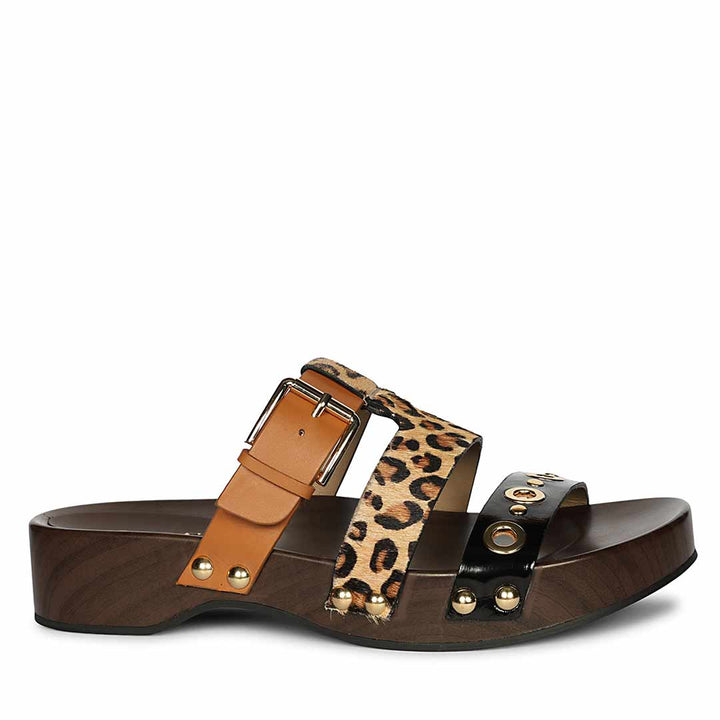 Saint Avely Embellished Brown Leather Platform Sandals
