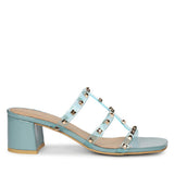 Saint Mavis Gold Studs Blue Block Heels