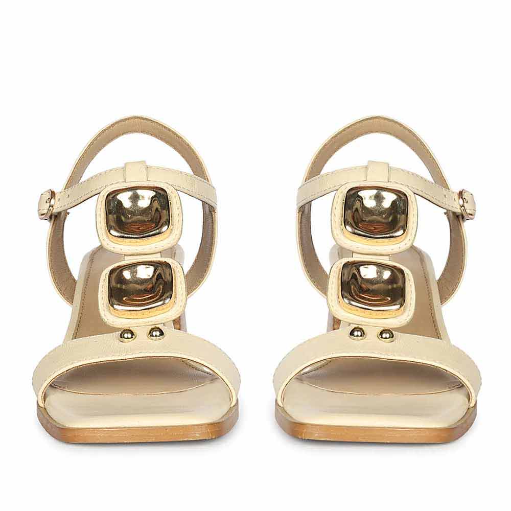Saint Zoriel Off White Leather Block Heels