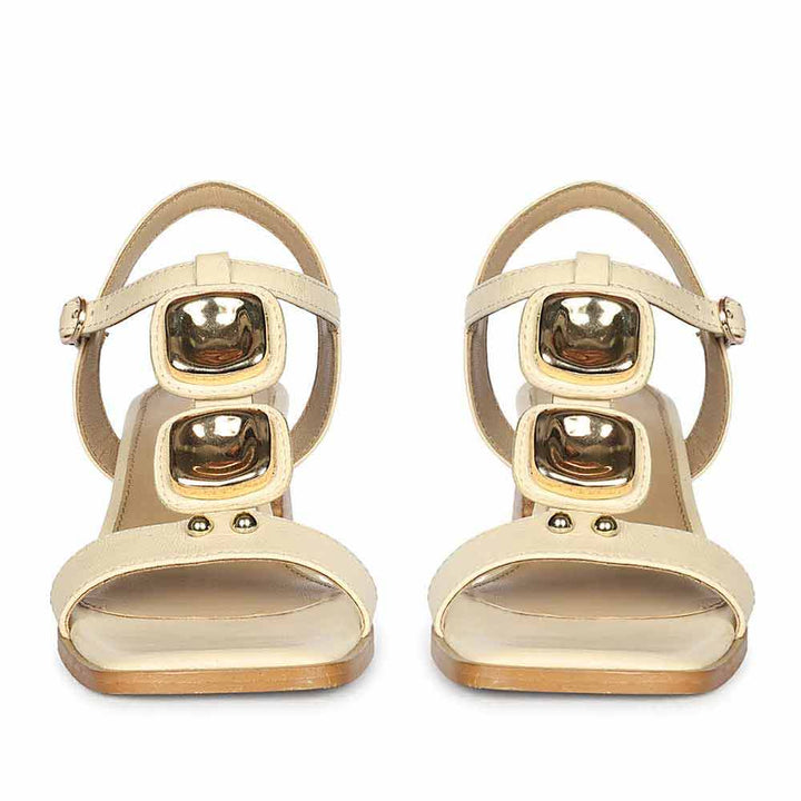 Saint Zoriel Off White Leather Block Heels