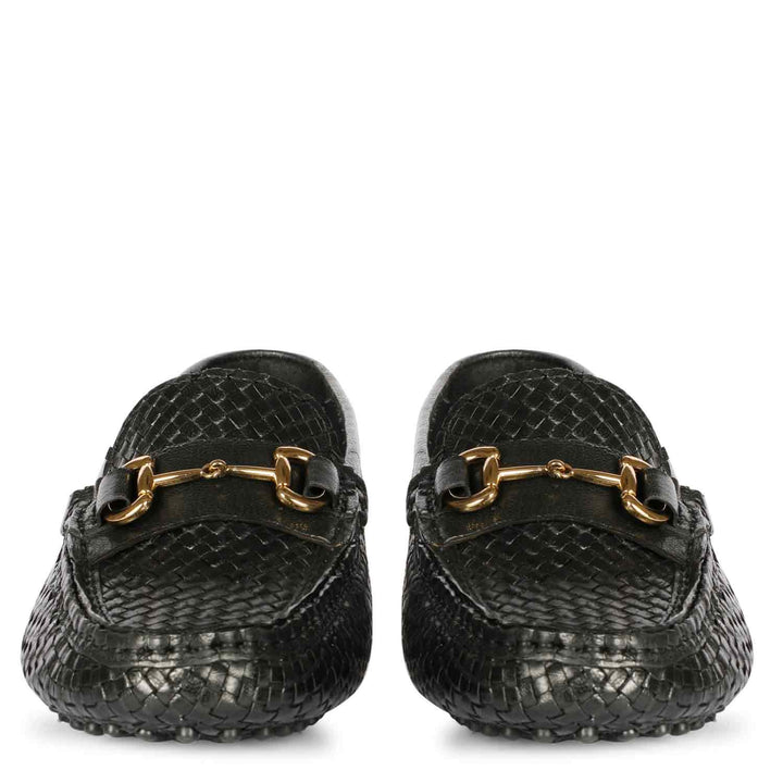 Saint Lucy Black Woven Leather Loafers