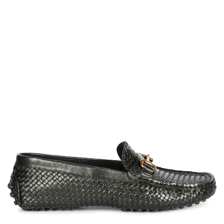 Saint Lucy Black Woven Leather Loafers