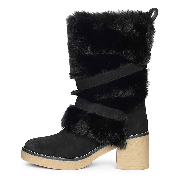 Saint Snövella Black Suede Leather Fur Boots