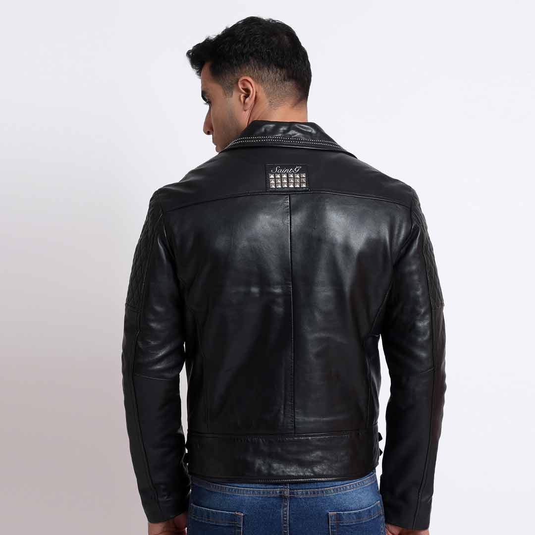 Saint Isaac Black Leather Men's Biker Jackets