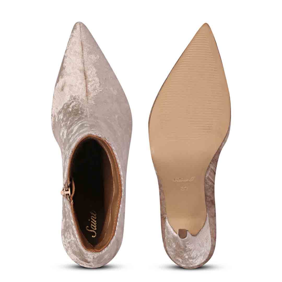 Saint Vienna Beige Velvet Ankle Boots