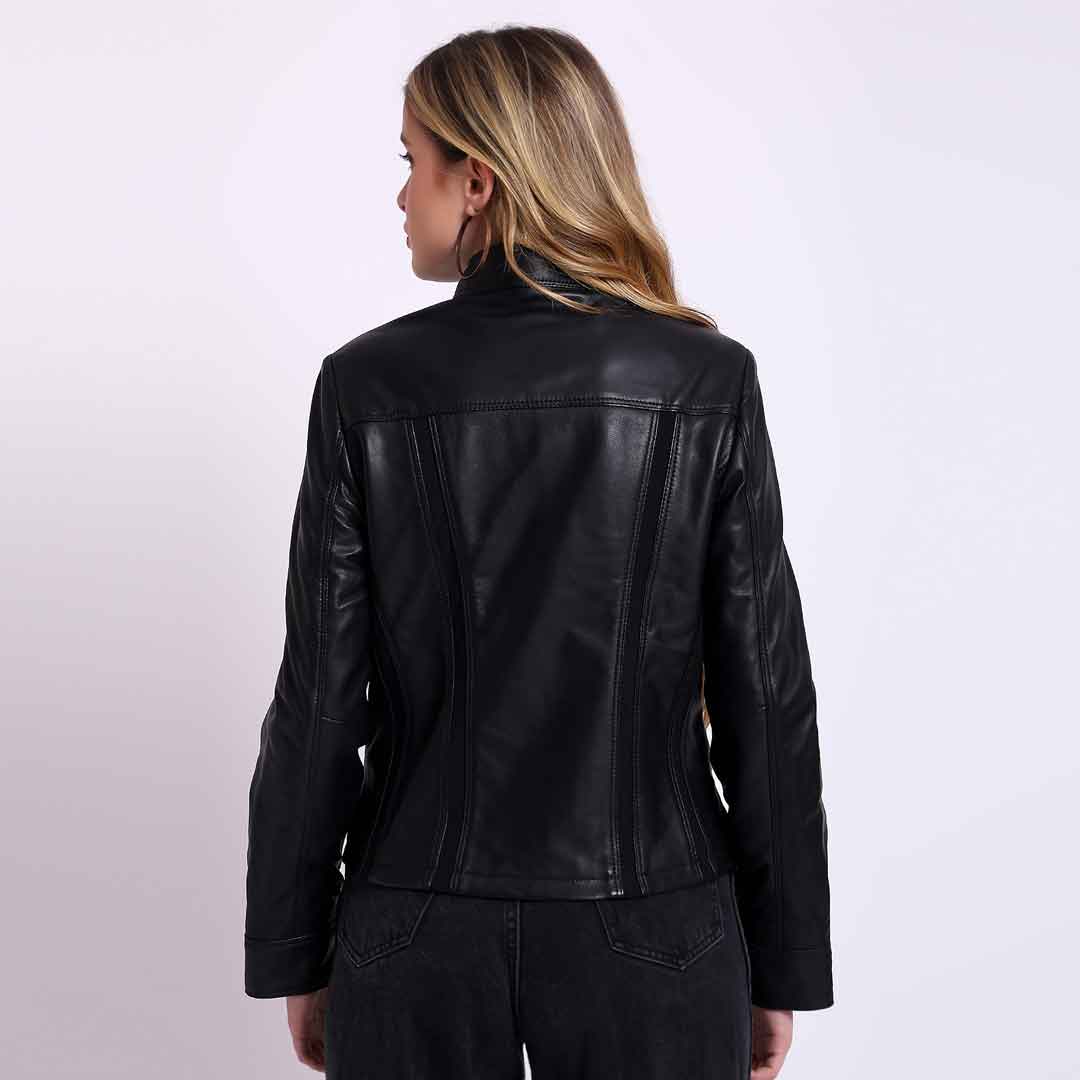 Saint Amaya Black Leather Women Cafe Racer Jackets