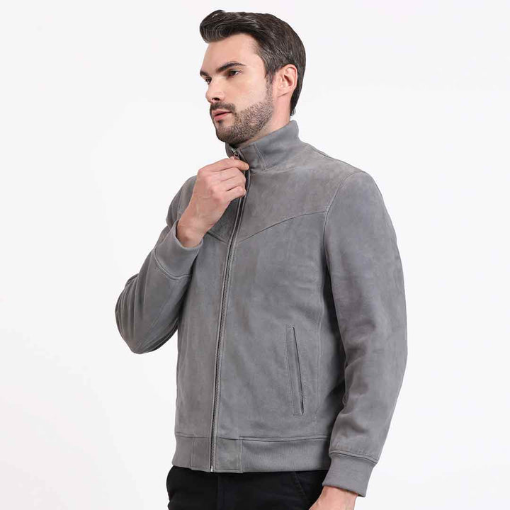 Saint Parc Grey Leather Men's Jackets