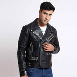 Saint Isaac Black Leather Men's Biker Jackets