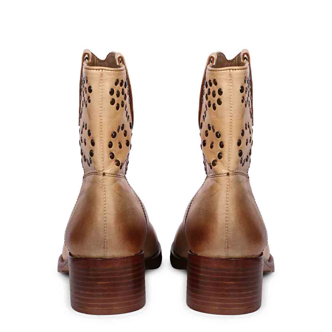 Saint Orly Caremal Leather Studded High Ankle Boots