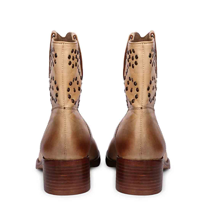 Saint Orly Caremal Leather Studded High Ankle Boots