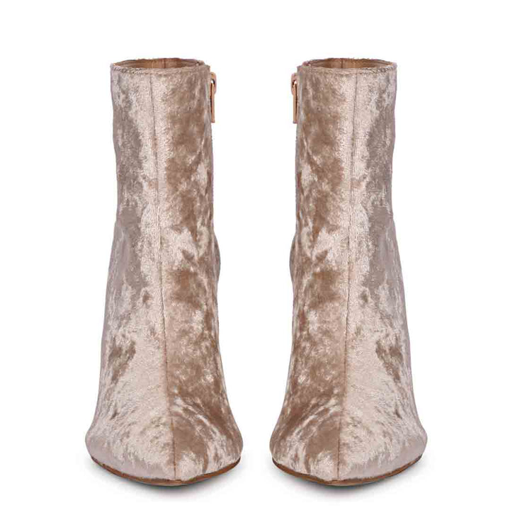 Saint Vienna Beige Velvet Ankle Boots