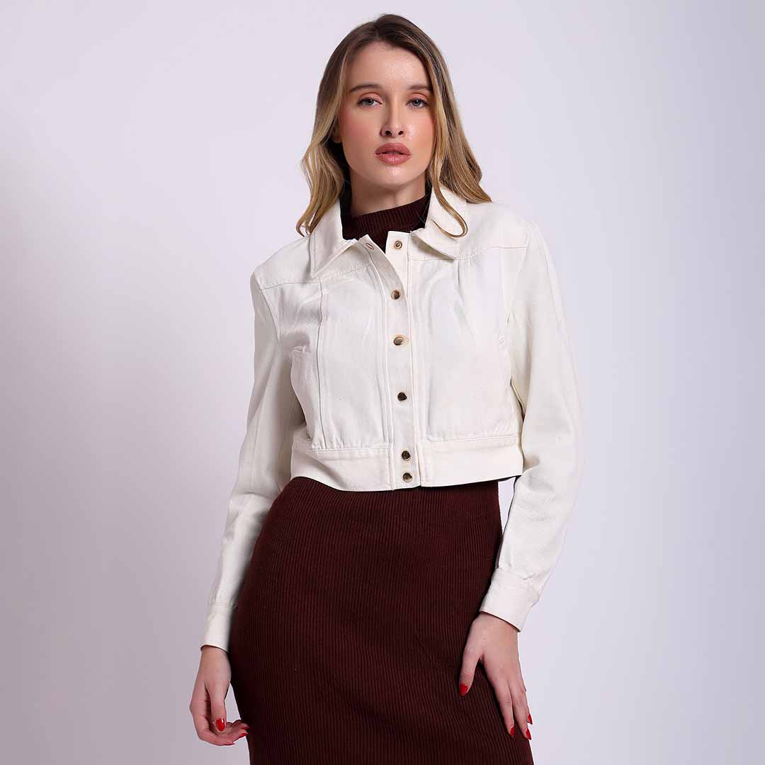 Shop Noemi White Leather Women Collar Jackets Online – SaintG UK