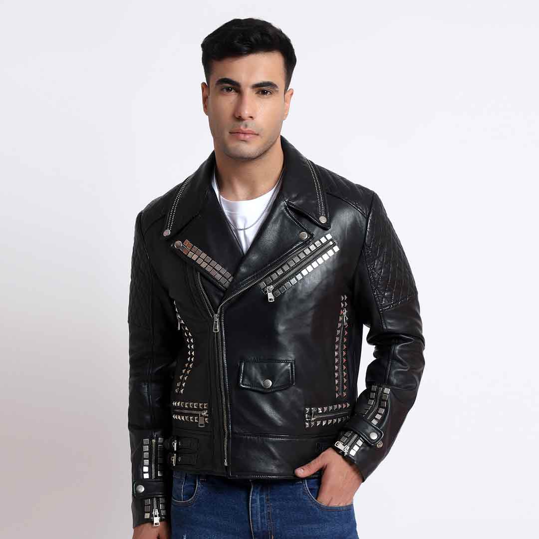 Saint Isaac Black Leather Men's Biker Jackets