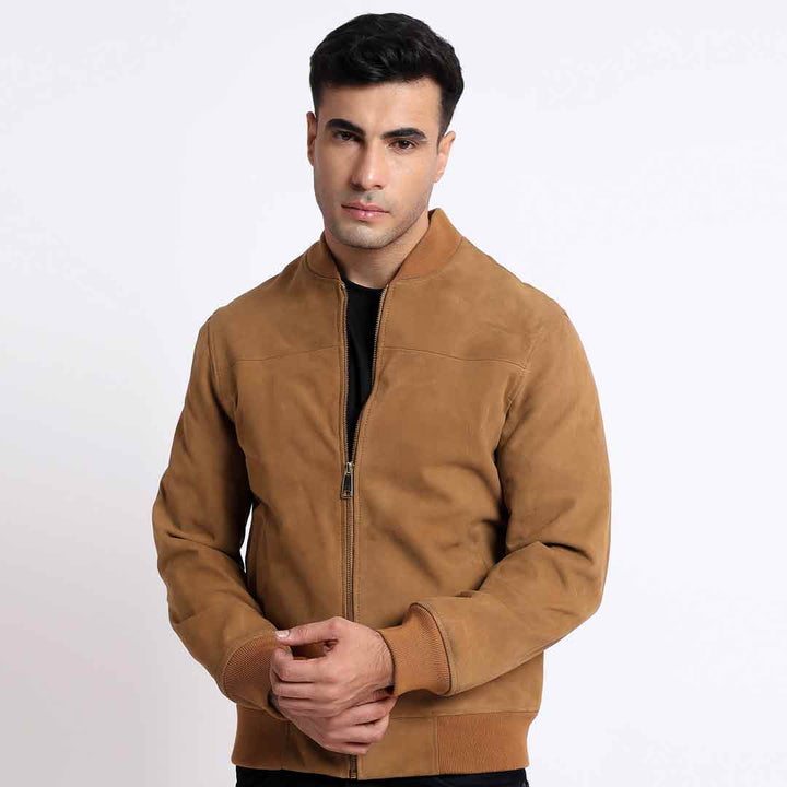 Saint Lorenzo Tan Leather Men's Bomber Style Jackets