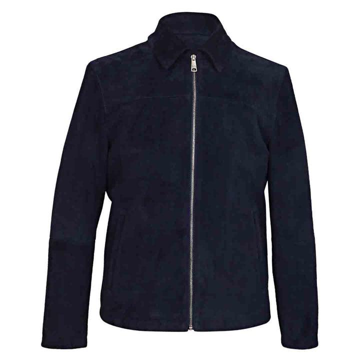 Saint Aris Blue Leather Men's Bomber Jackets