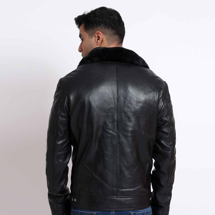 Saint Harley Black Calf Leather Men's Biker Jacket