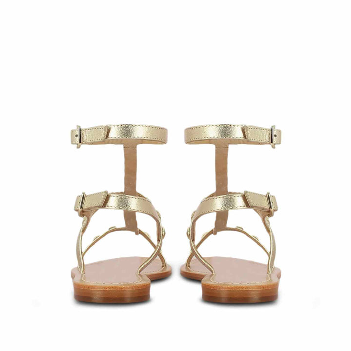 Saint Miriam Platin Leather Flat Sandals