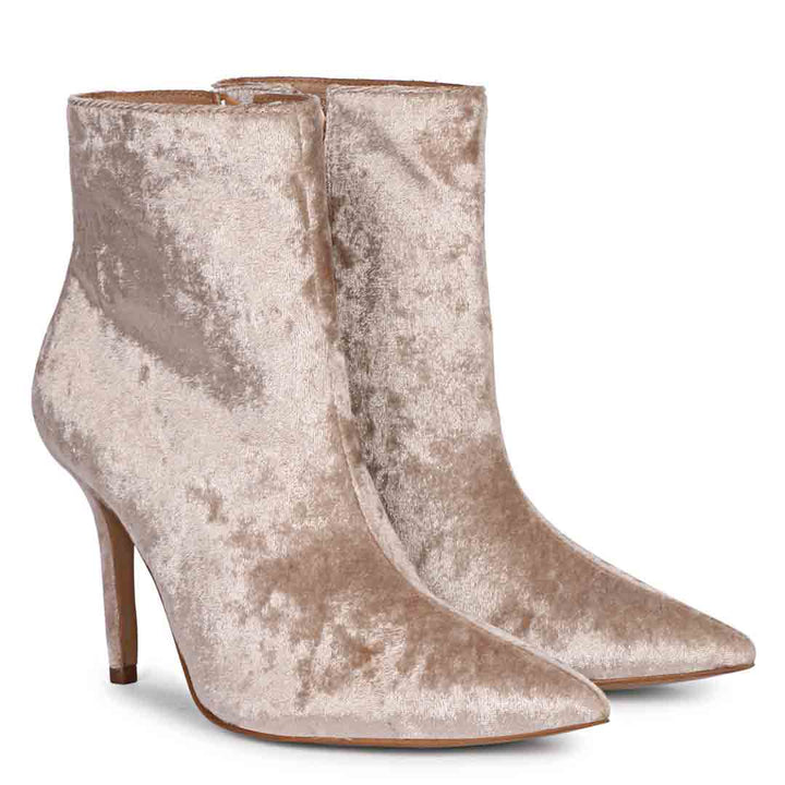 Saint Vienna Beige Velvet Ankle Boots